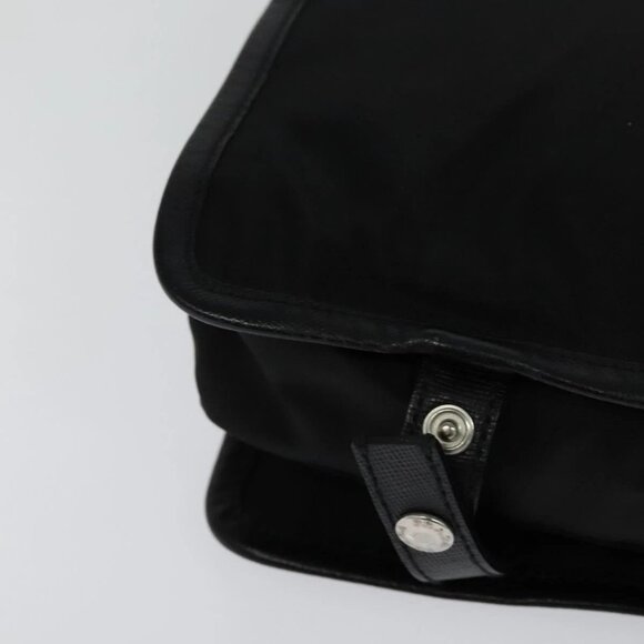 PRADA Clutch Bag Nylon Leather Black Silver Auth 113740 - Picture 3 of 16